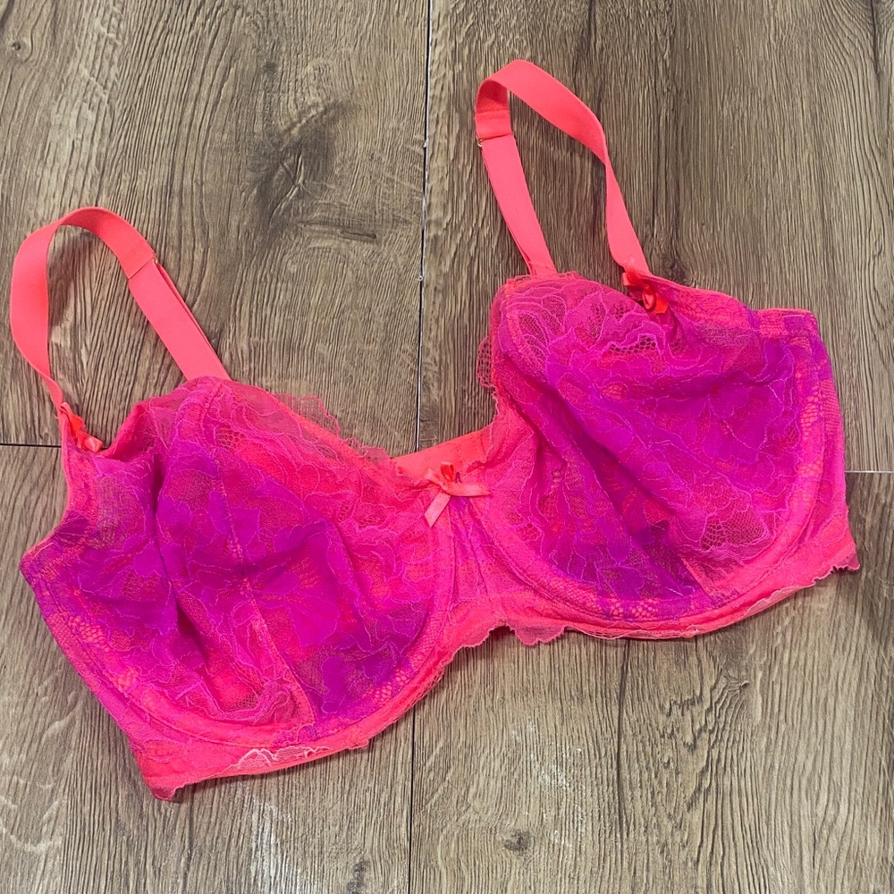 Cacique Pink and Purple Lace Bra